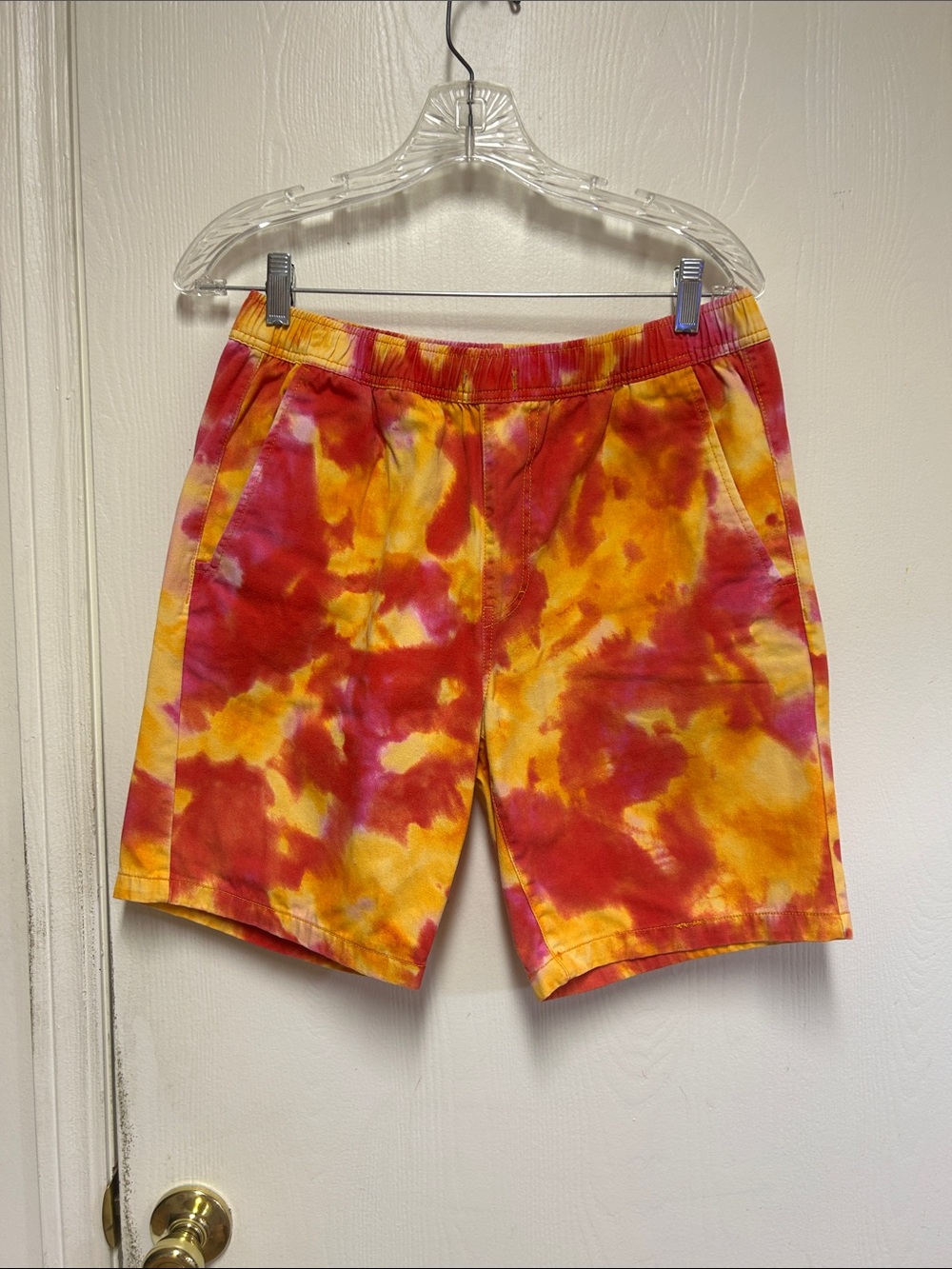 Forever 21 Men’s Tie-Dye Red, Yellow & Pink Athletic Shorts